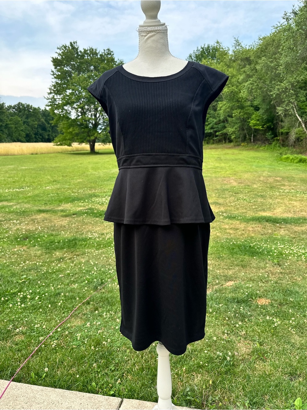 Spense Black Peplum Midi Dress